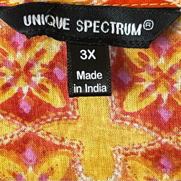 Unique Spectrum Boho Print Tassel Rope Tie Top Multi Orange Size 3X - Picture 6 of 9